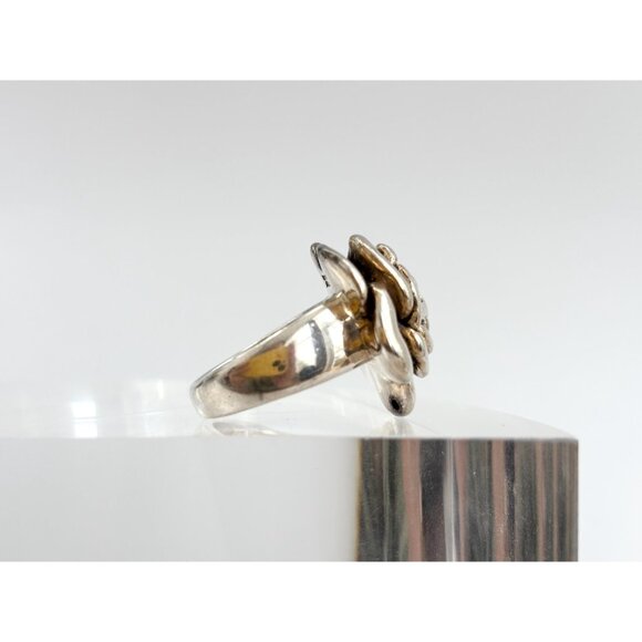 Thai Made RARE Blooming Rose Floral 925 Sterling Silver Vintage Ring - sz 7 - Picture 4 of 14